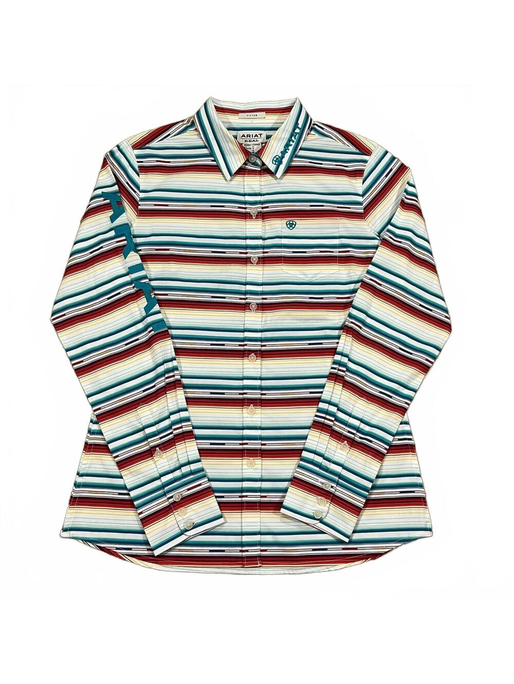 Ariat Real Womens Medium Rose Serape Kirby Stretch Button Up Shirt Multicolor